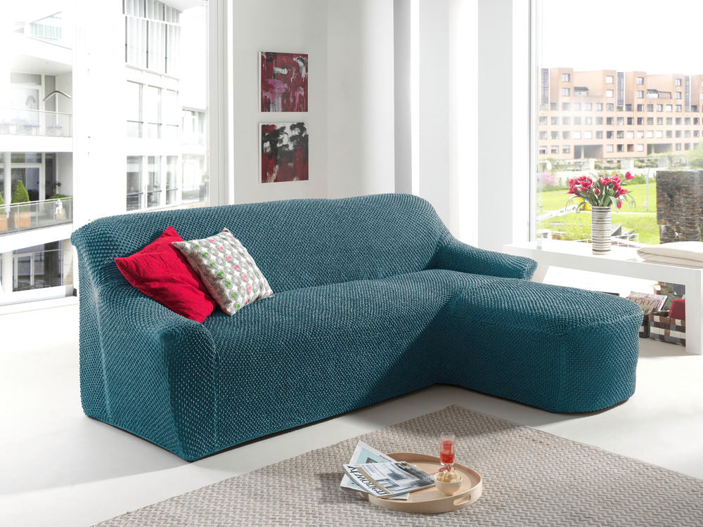 bankhoes - zetelhoes - 3-zit met longchair - perfecte pasvorm - made in Italy - stretch - bankbeschermer