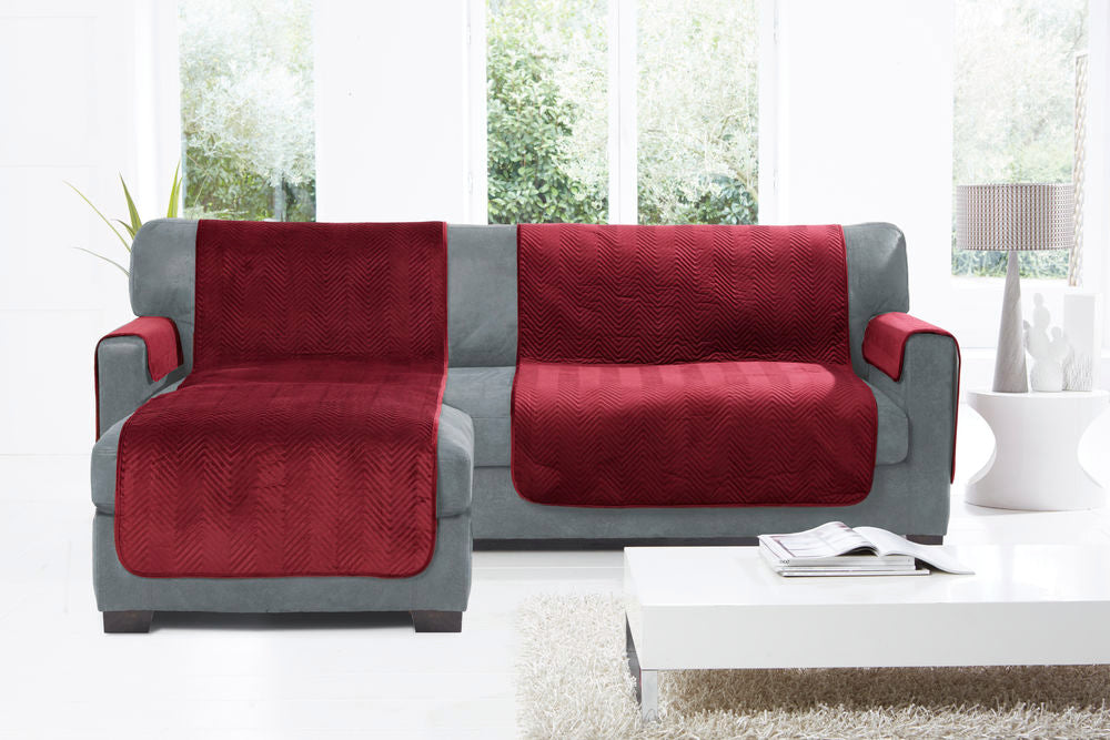 Bankbeschermer - bankhoes - 3-zit - microvelours - gewatteerd - antislip - L bank