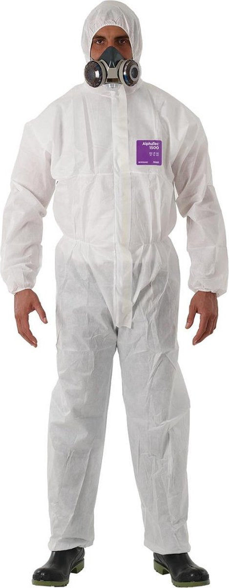 AlphaTec® 1500/138 - Chemische bescherming, Waterdichte overall, Doe-het-zelf, Bouw, 2XL, Wit