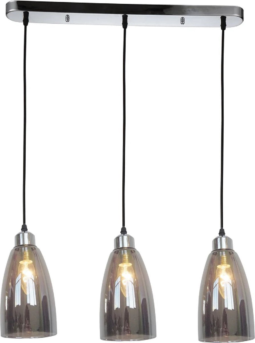 Moderne Hanglamp glas grijs conisch