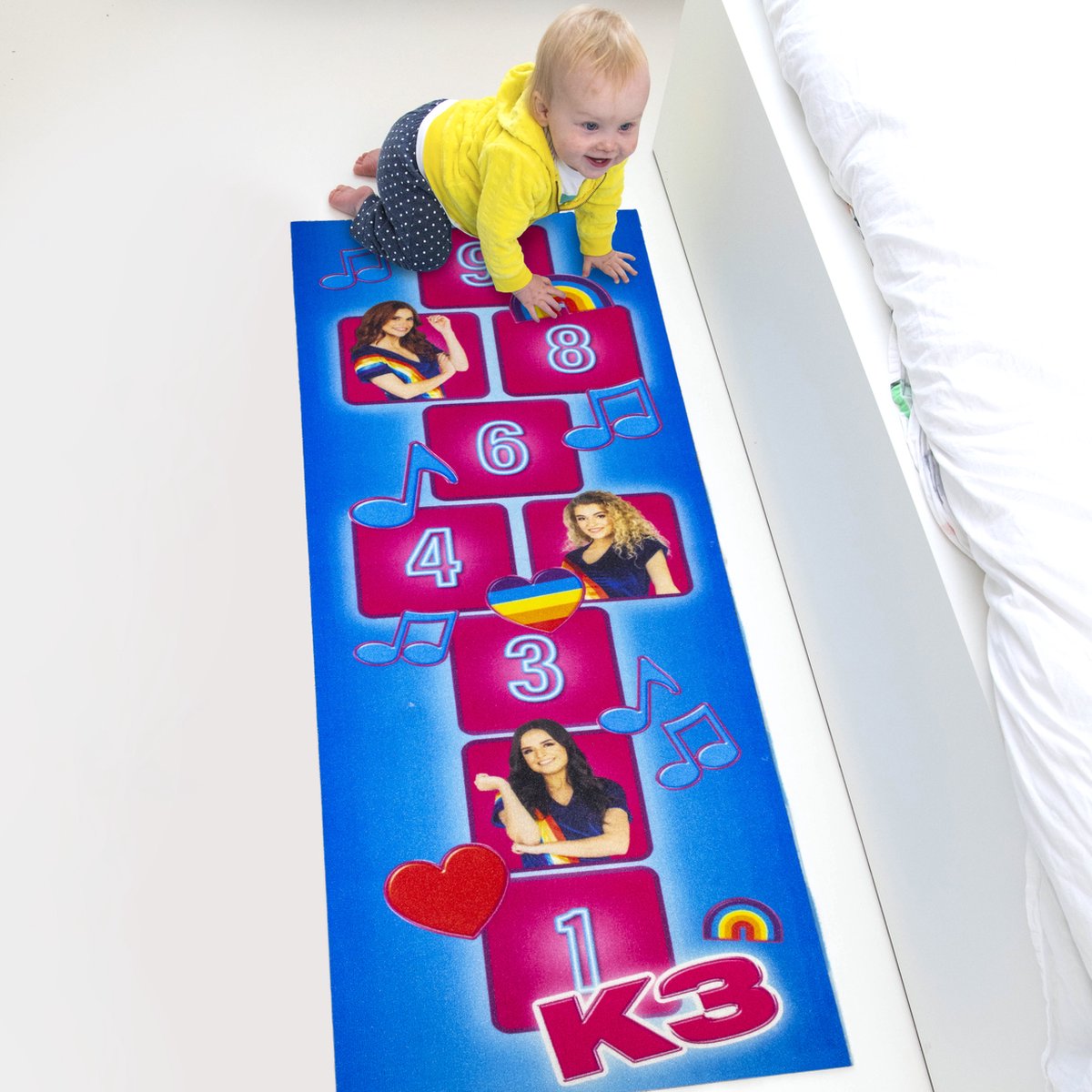 K3 Speelmat - Hinkelmat met Julia, Hanne en Marthe - Vloerkleed  Kinderkamer - Voor Jongens en Meisjes - Kindertapijt K3 - 60X180 cm