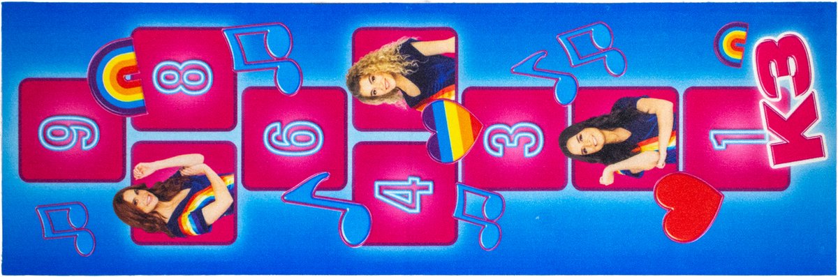 K3 Speelmat - Hinkelmat met Julia, Hanne en Marthe - Vloerkleed  Kinderkamer - Voor Jongens en Meisjes - Kindertapijt K3 - 60X180 cm