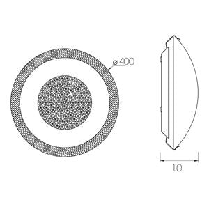 Plafondlamp - Zilver/Wit - glas - 40cm - LED  - 18 watt