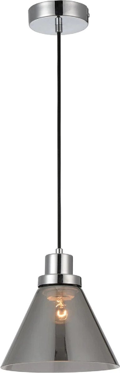 Hanglamp glas gerookt conisch E27 200mm diameter