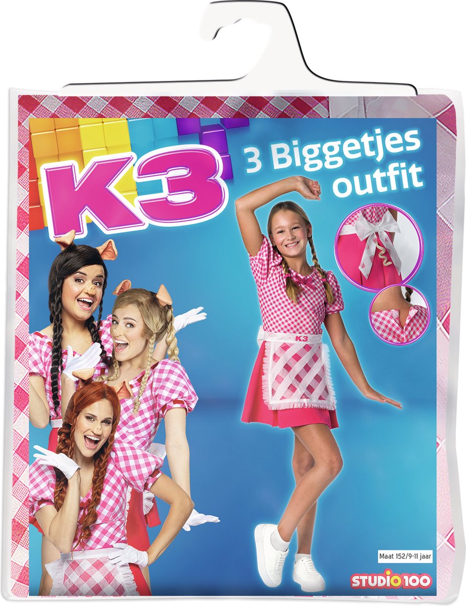 K3 verkleedkleding - verkleedjurk De 3 Biggetjes - 9/11 jaar - Maat 152