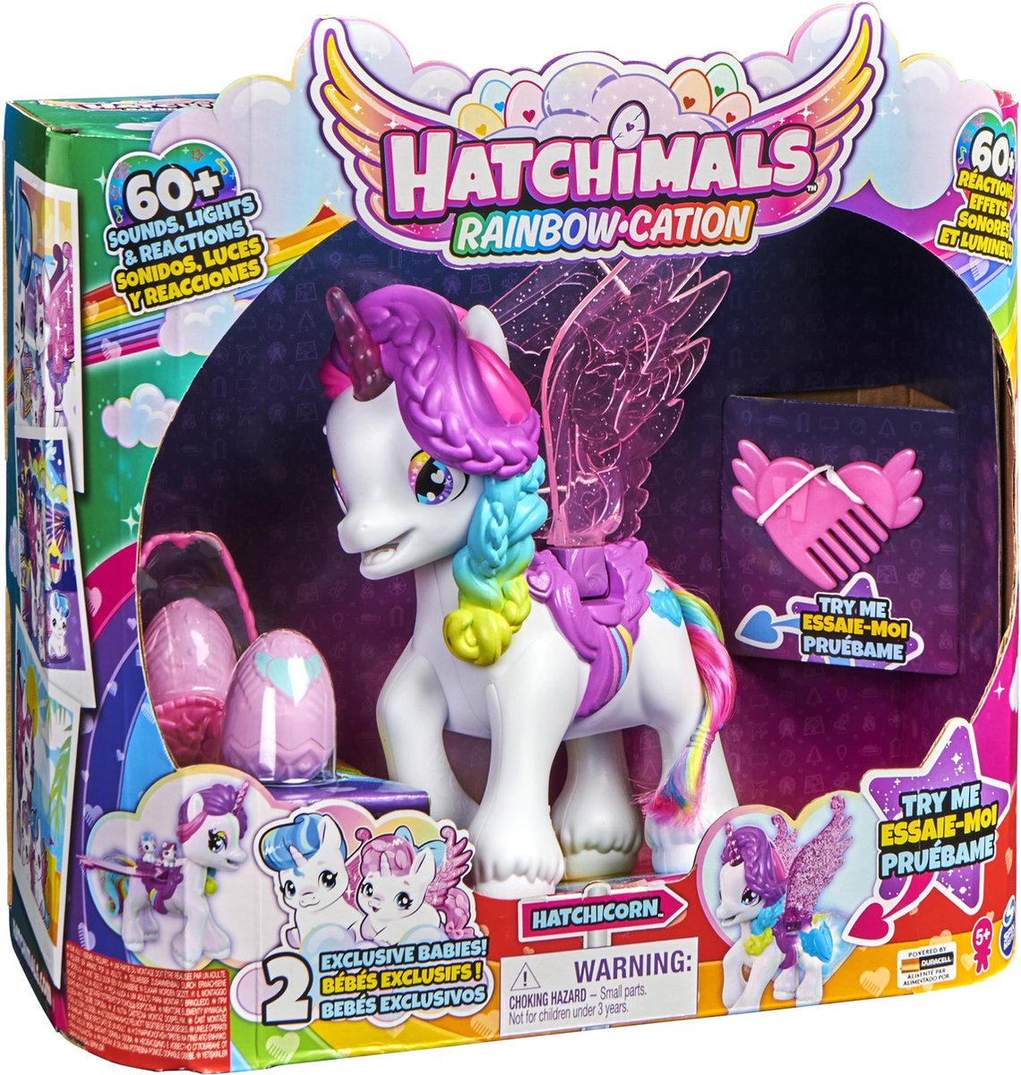 Hatchimals CollEGGtibles - Interactieve Hatchicorn-eenhoorn met slaande vleugels meer dan 60 lichtjes en geluiden en 2 unieke baby's