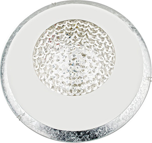 Glazen plafondlamp 12W AC-Led diam 30 metaal/glas/zilver