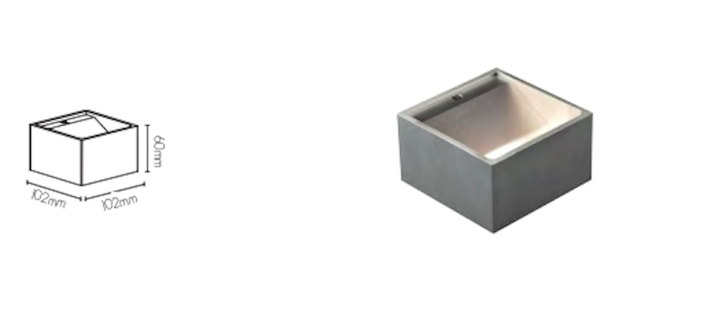 Wandlamp LED vierkant up down Led 4W 102mmx102mm