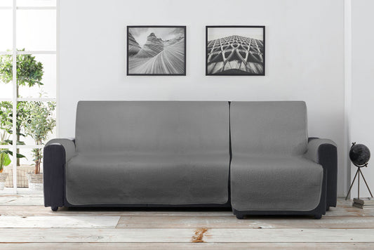 Bankbeschermer - bankhoes - 3-zit met longchair - microvezel - gewatteerd - antislip - imitatiewol