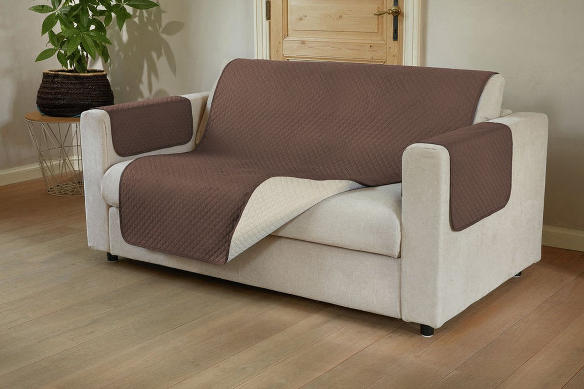 Bankbeschermer - bankhoes - 3-zit - microvezel - gewatteerd - antislip - omkeerbaar - 2 kleuren