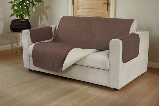 Bankbeschermer - bankhoes - 3-zit - microvezel - gewatteerd - antislip - omkeerbaar - 2 kleuren