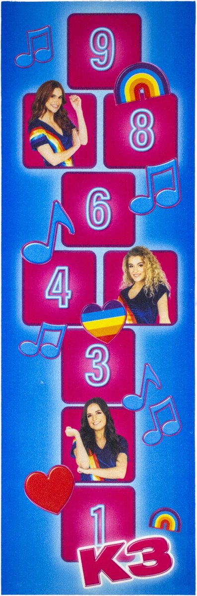 K3 Speelmat - Hinkelmat met Julia, Hanne en Marthe - Vloerkleed  Kinderkamer - Voor Jongens en Meisjes - Kindertapijt K3 - 60X180 cm