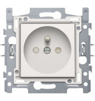 Sokkel voor stopcontact met penaarde en beschermingsafsluiters, inbouwdiepte 28,5 mm, 16 A/250 Vac, schroefklemmen