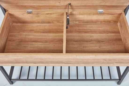 Schoenenbank Shoeplace industrieel - antraciet/eik