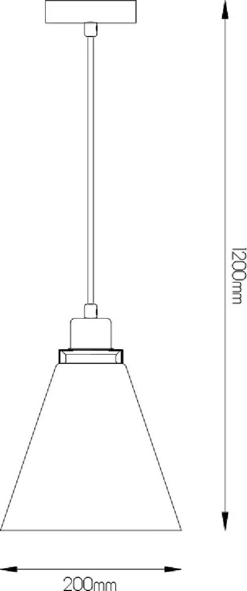 Hanglamp glas gerookt conisch E27 200mm diameter