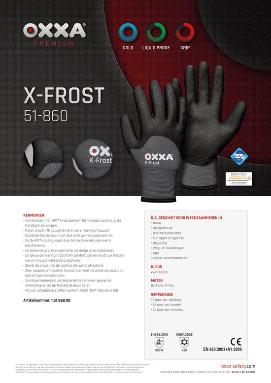 OXXA X-Frost 51-860 handschoen - 10 paar - maat 9 - L