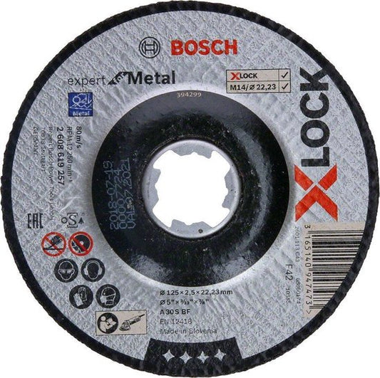 Bosch Blauw Accessoires 2608619257 X-LOCK Doorslijpschijf Expert for Metal 125 mm x 2,5 mm verzonken asgat A 30 S BF