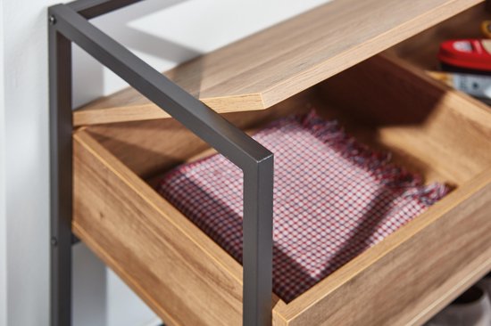 Schoenenbank Shoeplace industrieel - antraciet/eik