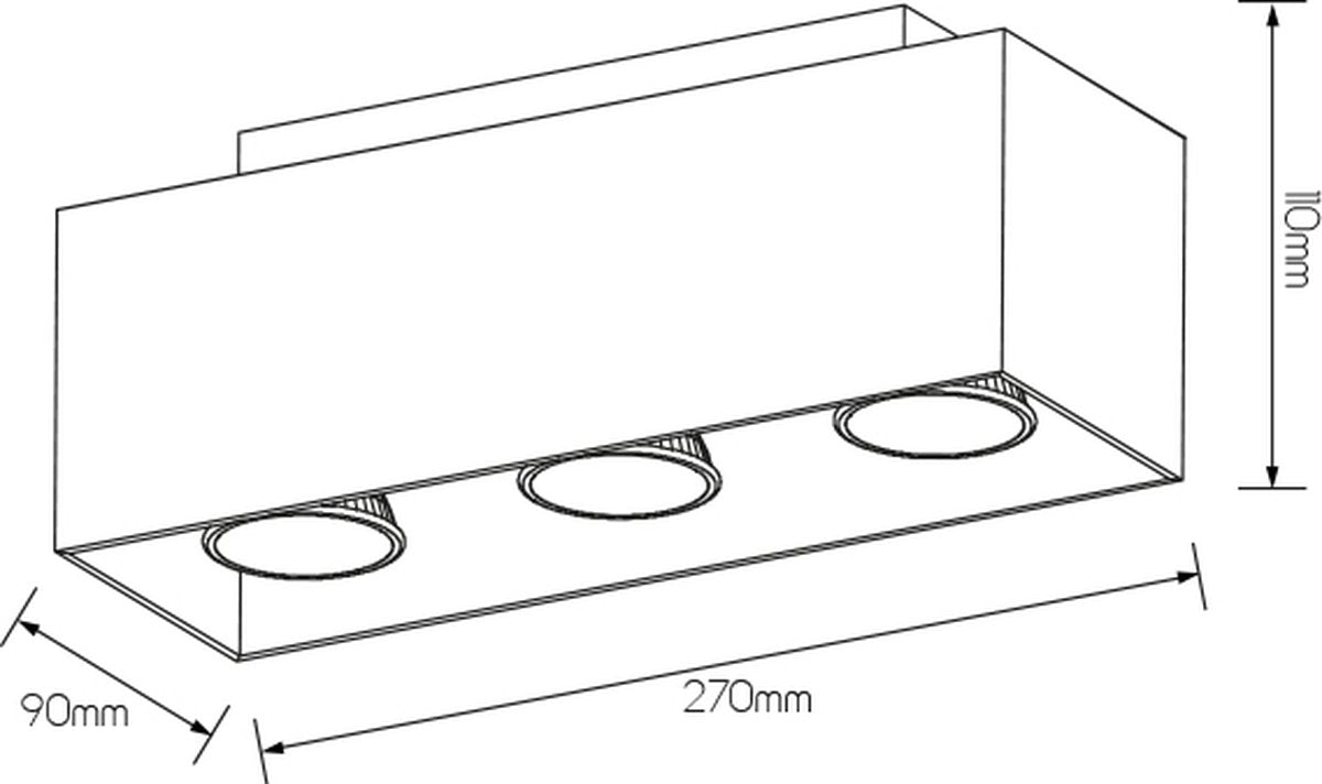 Moderne rechthoekige plafondlamp in geborsteld aluminium 3x5 Watt LED GU10 dimbaar meegeleverd