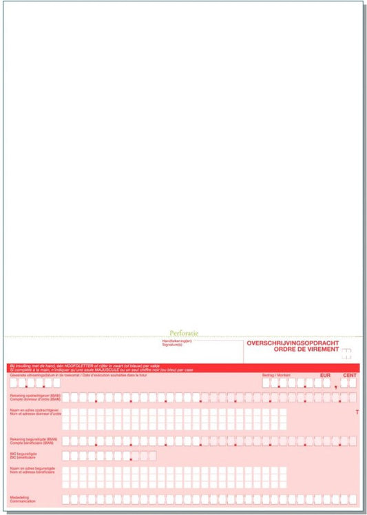 Overschrijvingsformulier A4 Sepa NL-FR 500 vellen