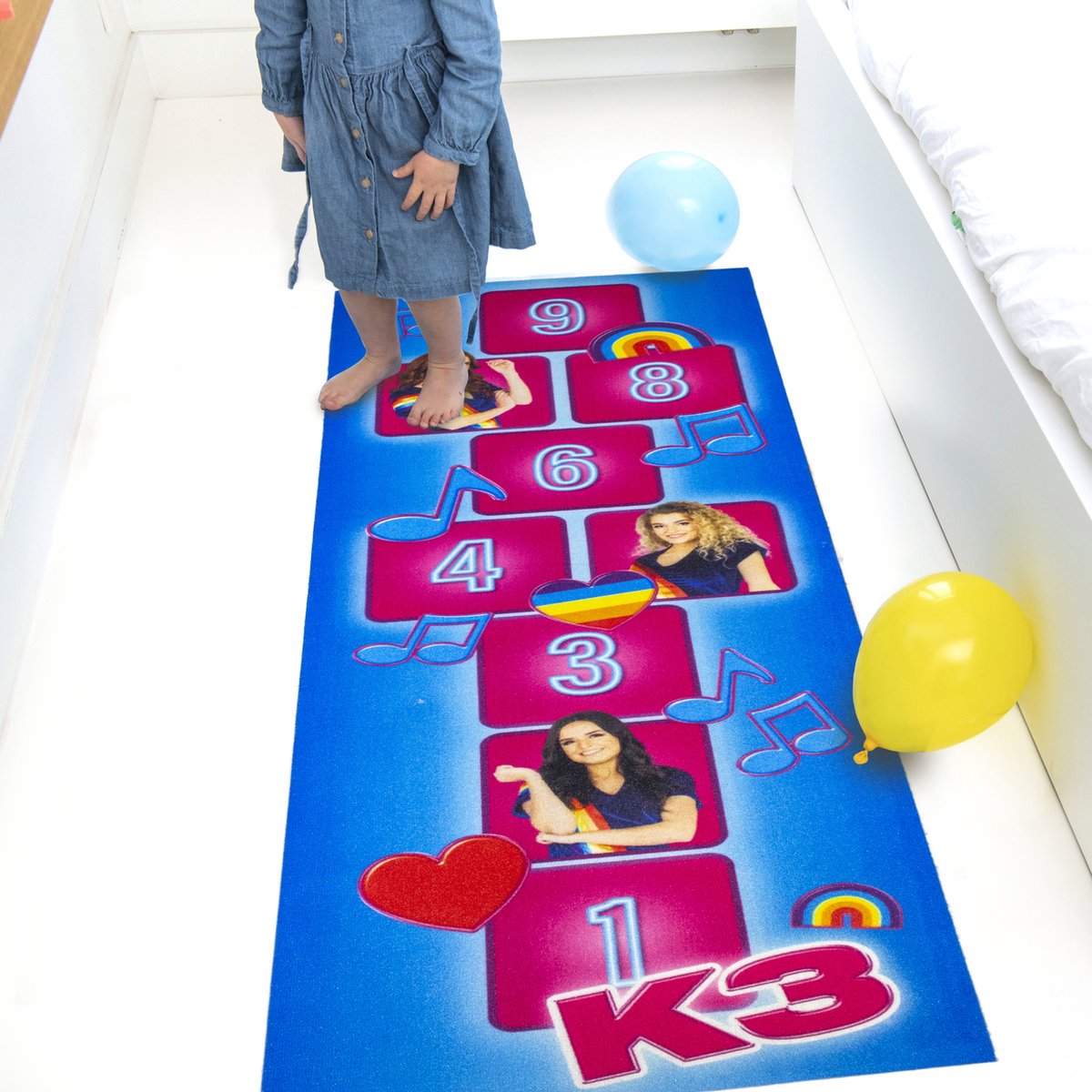K3 Speelmat - Hinkelmat met Julia, Hanne en Marthe - Vloerkleed  Kinderkamer - Voor Jongens en Meisjes - Kindertapijt K3 - 60X180 cm