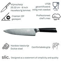 Damascusstaal Koksmes - vlijmscherp - 32cm - black - roestvrijstaal