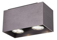 Plafondlamp aluminium geborsteld 2x 5W LED GU10 dimbaar incl.