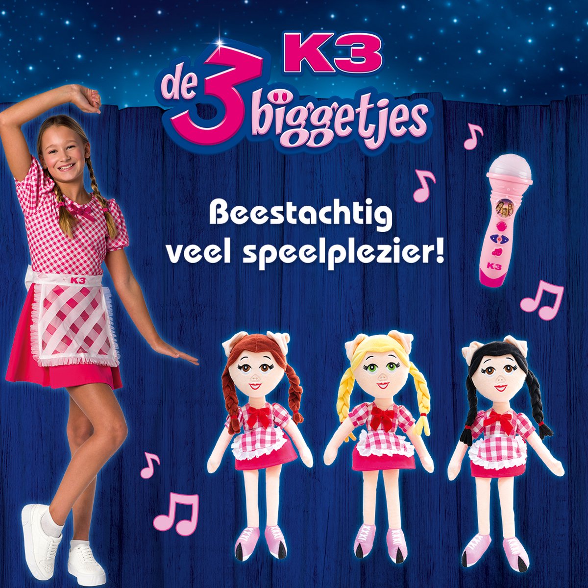 K3 verkleedkleding - verkleedjurk De 3 Biggetjes - 9/11 jaar - Maat 152