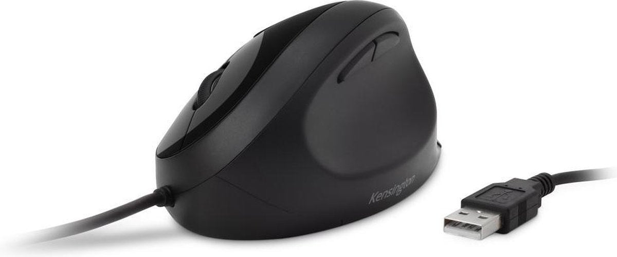 Kensington Pro Fit® Ergonomische Bedrade Muis - Met USB 3.0-Aansluiting, 4 DPI-Instellingen En 5 Knoppen -Zwart