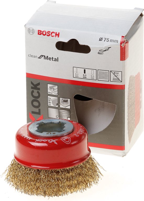 Bosch Blauw Accessoires 2608620730 X-LOCK Komborstel Clean for Metal 75 mm gegolfde draad vermessingd