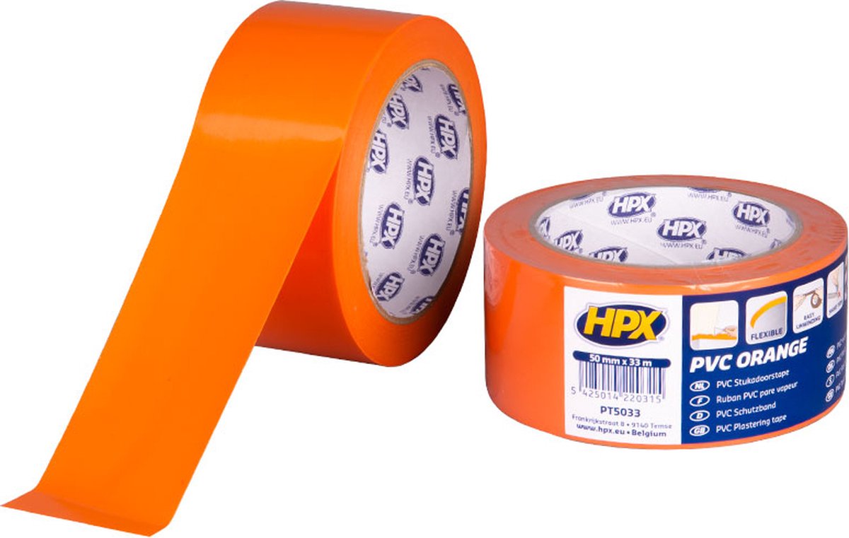 PVC beschermingstape - oranje 50mm x 33m
